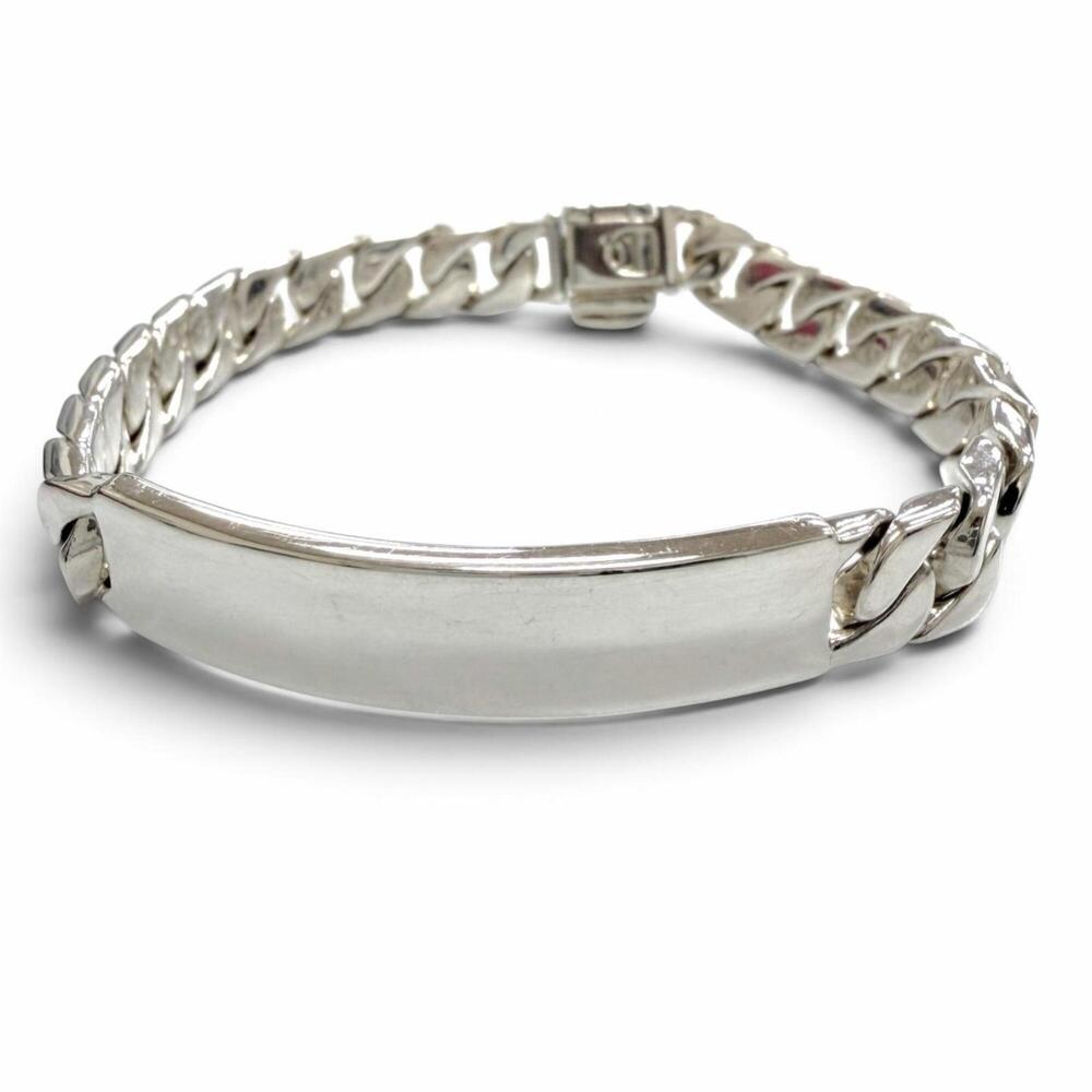 TIFFANY&Co. Tiffany Vintage ID Plate Curb Chain 925 Bracelet, Made in Italy, ...